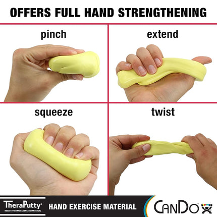 CanDo TheraPutty Standard Exercise Putty, Yellow: X-Soft, 1 lb