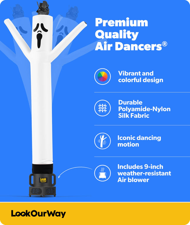 Torero Inflatables Ghost Tube Man Inflatable Sky Puppet Complete Set with 1/4 HP Sky Dancer Blower, 6', White