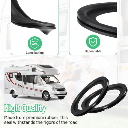 RV Toilet Seal Fit for dometic Toilet Seal | 2pcs RV Toilet Gasket Replacement | Camper Toilet Flush Ball Seal Kit for Dometic 300 310 320 Toilet Parts 385311658 | Premium Rubber NO MORE LEAKS - Black
