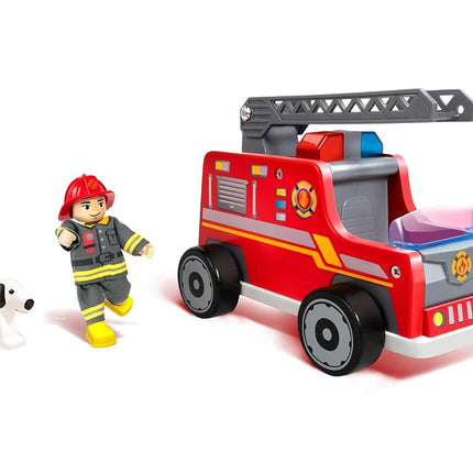 Hape E3024 Wooden Fire Truck with Firefighter and Dog Multicolour