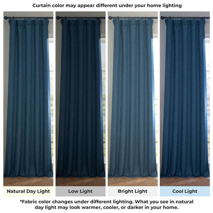 HPD Half Price Drapes Faux Linen Textured Room Darkening Curtains for Bedroom 120 Inches Long (1 Panel), 100W X 120L Extra Wide Curtains for Living Room Home Decor, Indigo
