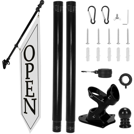 OPEN Flag with Pole Kit - Heavy Duty Canvas Open B