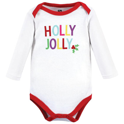 Hudson Baby unisex-baby, bodys de algodón de manga larga, Merry and Bright, 3-6 meses