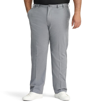 IZOD Men's Big and Tall Performance Stretch Flat Front Pant Casual, Smoked Pearl, 44W x 36L