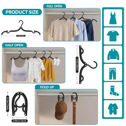 30 Pcs Travel Hangers Portable Foldable Travel Hanger Organizer, Plastic Cruise Essentials Clothes Drying Rack Folding Hangers for Camping Flying RV Europe Vacation Essentials Suitcase, Black