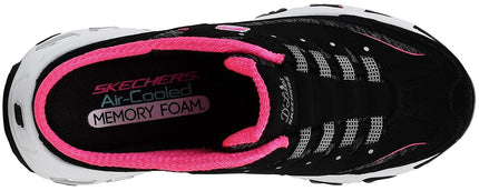 Skechers Women's D'Lites Slip-On Mule Sneaker Black/Hot Pink 11 Wide