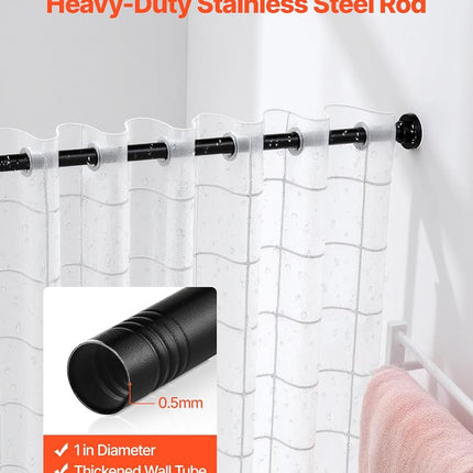 VEVOR Shower Curtain Rod, 28-76 Inches, 1 Inch Diameter, Adjustable Spring Tension Stainless Steel Telescoping Rod with Holders, No Drilling Non-Slip for Bathroom, Closet, Window, Room Divider, Black