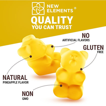 New Elements Vitamin D3 Gummies 5000 IU Made in USA, Immune Support, Bone Health, Joint Support, High Potency Chewable Vitamin D3 Supplement for Adults, Vegan, Pectin Based, Non-GMO, Gluten Free