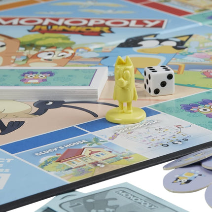 Hasbro Gaming Monopoly Junior: Bluey Edition Board Game for Kids Ages 5+, Play as Bluey, Bingo, Mum, and Dad, Features Artwork from The Animated Series (Amazon Exclusive)