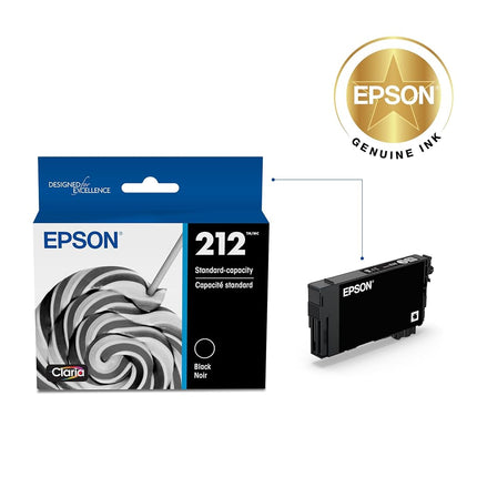 EPSON 212 Claria Ink Standard Capacity Black Cartridge (T212120-S) Works with Workforce WF-2830, WF-2850, Expression XP-4100, XP-4105