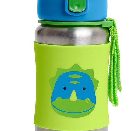 Skip Hop Toddler Sippy Cup with Straw, Zoo Stainless Steel Straw Bottle, Dino