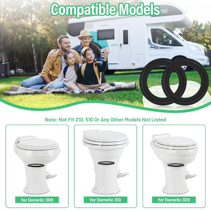 RV Toilet Seal Fit for dometic Toilet Seal | 2pcs RV Toilet Gasket Replacement | Camper Toilet Flush Ball Seal Kit for Dometic 300 310 320 Toilet Parts 385311658 | Premium Rubber NO MORE LEAKS - Black
