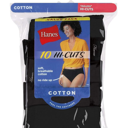 Hanes Women's Cotton Underwear, Black 10-Pack, XX-Large