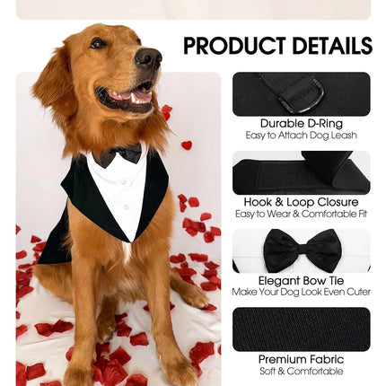 Kuoser Dog Tuxedo, Dog Suit and Bandana Set, Dogs Costume with D-Ring