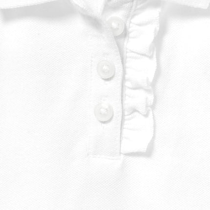 The Children's Place Girls' Toddler Short Sleeve Ruffle Pique Polo School Uniform Shirt, White, 5 Years