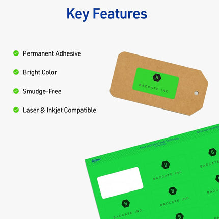 Avery Neon Address Labels with Sure Feed for Laser Printers, 1 x 2 5/8", 3,750 Green Stickers (5971)