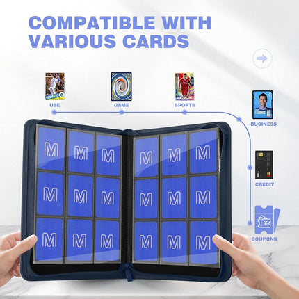 Trading Card Binder with 9 Side Loading Pocket Card Album Hold Up to 540 Cards PU Card Collection Binder, Collectible Albums Card Folder for MTG, TCG, Sports Cards（9-Dark Blue）
