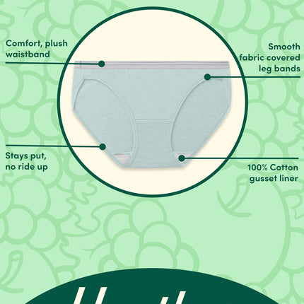 Fruit of the Loom Women's Bikini Underwear (Pack of 6), Cotton Blend - Pack of 12 - Grey/Blue/Purple, 8