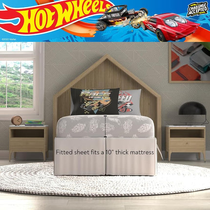 Juego de edredón y sábanas Franco con funda, microfibra, Hot Wheels, 5 piezas, tamaño individual