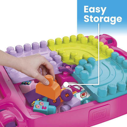 MEGA BLOKS Build 'N Learn Table, Portable, Folding Table Building Set, Building Toys for Toddlers, Ages 1+, Pink, FFG22 - Amazon Exclusive