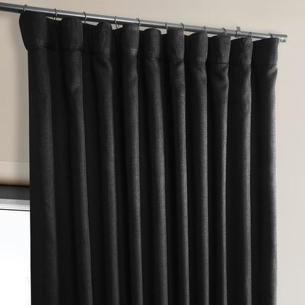 HPD Half Price Drapes Extra Wide Linen Room Darkening Curtain (1 Panel) 100 X 96, BOCH-LN21333-96-DW, Essential Black
