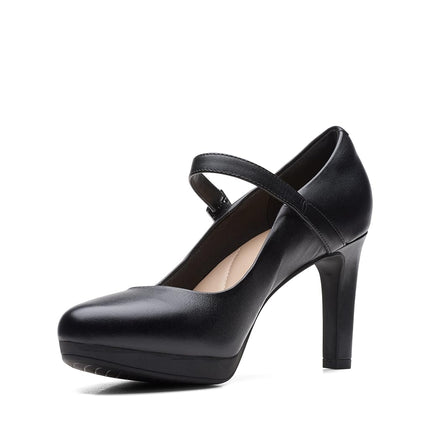 Clarks Women's Ambyr Joy Pump, Black Leather, 7.5 Wide