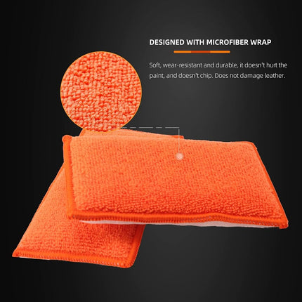 SPTA Car Interior Scrubbing Sponge, 8Pcs Microfiber Car Wax Applicator, Car Wash Sponges for Car, Boat, Wood, Marble and Motorcycle, 6in x 3.3in x 0.8in, Orange