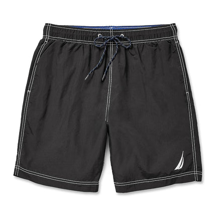 Nautica Men's Solid Quick Dry Classic Logo Swim-Trunk, True Black, X-Large