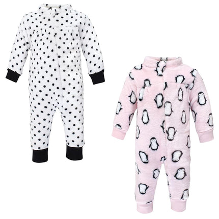 Combinaisons en peluche pour bébés filles Hudson Baby, Pingouin rose, 3-6 mois