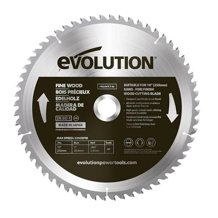 Evolution Power Tools FW255TCT-60 Fine Wood Blade,