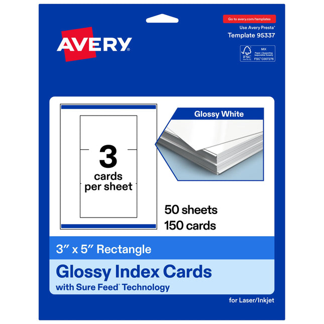 Avery Printable Rectangle Cards, Sure Feed Technol