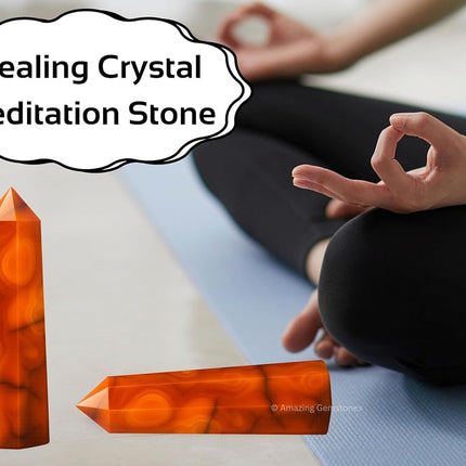Amazing Gemstone Carnelian Crystal Towers - Natural Healing Crystal Point Obelisk for Reiki Healing and Crystal Grid (3" to 4" INCH)
