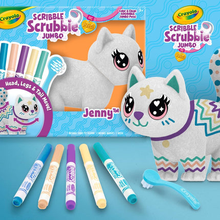 Crayola Scribble Scrubbie Jumbo (6 inch), Posable Kids Toy, Cat, Coloring Gift