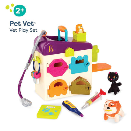 B. toys Pet Vet Playset with Keys, Plush Pets and Tools, Pretend Play