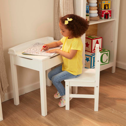 Bureau et chaise en bois à dessus relevable Melissa & Doug - Blanc