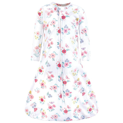 Hudson Baby Unisex Baby Long Sleeve Cotton Jersey Sleeping Bag, Sack, Blanket, Butterfly Floral, 12-18 Months