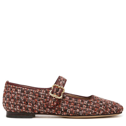 Sam Edelman Women's Michaela Mary Jane Flat Coffee Multi Boucle 5 Medium