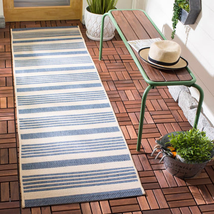 SAFAVIEH Courtyard Collection 2'3" x 6'7" Beige/Sweet Pea CY6062 Stripe Indoor/Outdoor Waterproof Easy Cleaning Patio Backyard Mudroom Runner Rug