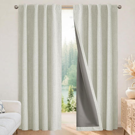 Joydeco 100% Black Out Curtains 63 inch Long 2 Pan
