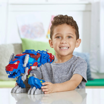 Transformers Aventuras Dinobot Optimus Prime T-Rex Juguete transformable con luces y sonidos, figura de acción de más de 22 cm, a partir de 3 años