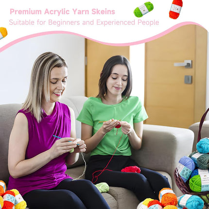 40 Acrylic Yarn Skeins 2000 Yards Craft Yarn with Reusable Canvas Bag Includes 6 E-Books 2 Crochet Hooks 2 Weaving Needles 4 Locking Stitch Markers for Crochet & Knitting by Inscraft