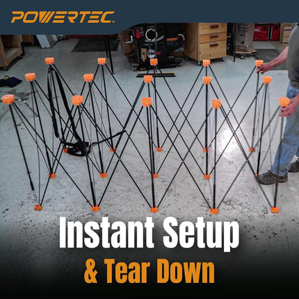 POWERTEC Arachni-Flex Portable Workbench 2x4ft Collapsible Workstand - Heavy Duty Folding Work Table Base, 2500 lbs Capacity 36 Inch Work Height, No Assembly Mobile Work Station w/Carry Strap (71926)