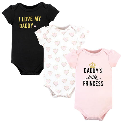 Bodysuits de algodón unisex para bebé Hudson Baby, Paquete de 3 piezas de "La princesita de papá", Prematuro, Paquete de 3 piezas de "La princesita de papá", Prematuro