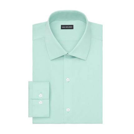 Men's Dress Shirt Slim Fit Ultra Wrinkle Free Flex Collar Stretch, Mint