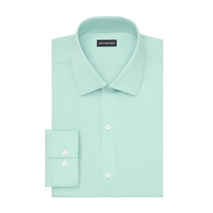 Men's Dress Shirt Slim Fit Ultra Wrinkle Free Flex Collar Stretch, Mint