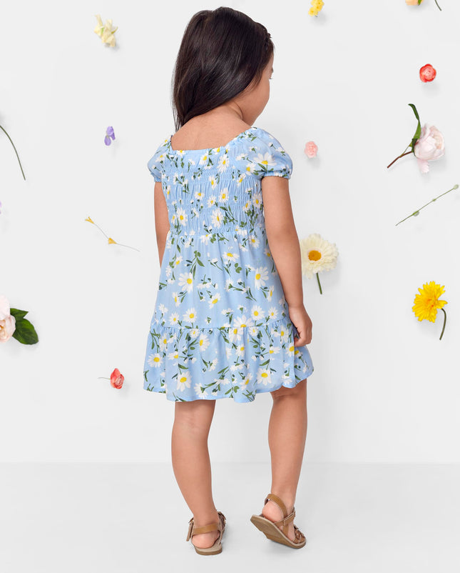 The Children's Place Vestidos de manga corta para bebé y niña pequeña, diseño floral de margaritas, 2T