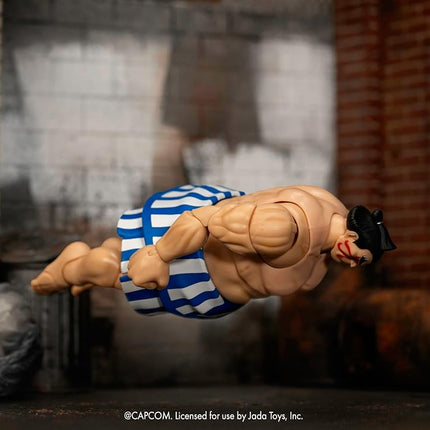 Jada Street Fighter II E. Honda Action Figure – 1:12 Deluxe Scale Toys – 6" Tall, Fully Articulated, Collector Packaging
