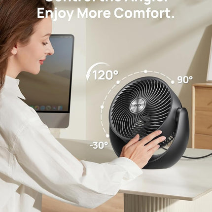 Dreo Desk Fan for Bedroom, 11 Inch Table Fans, 60ft Strong Airflow, 120° Vertical Manual, 3 Speeds, 28dB Quiet Air Circulator Fan，Black