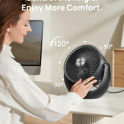 Dreo Desk Fan for Bedroom, 11 Inch Table Fans, 60ft Strong Airflow, 120° Vertical Manual, 3 Speeds, 28dB Quiet Air Circulator Fan，Black