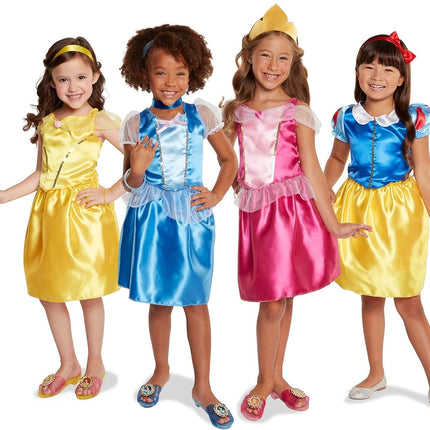 Disney Princess Dress Up Trunk, 21 Piece Amazon Exclusive Trunk Includes Aurora, Belle, Cinderella and Snow White Outfits, Accessories and Stickers, Ideal For Ages 3+